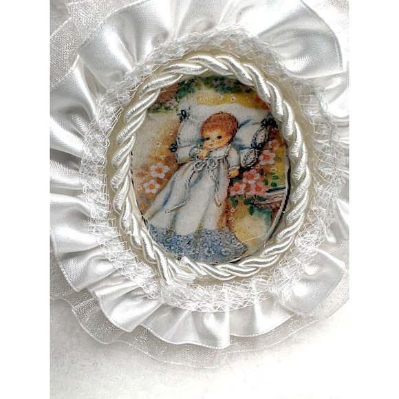 My Baptism Blanket White Christening Blanket Cotton/Fleece With Lace Trim - Picture 8 of 8